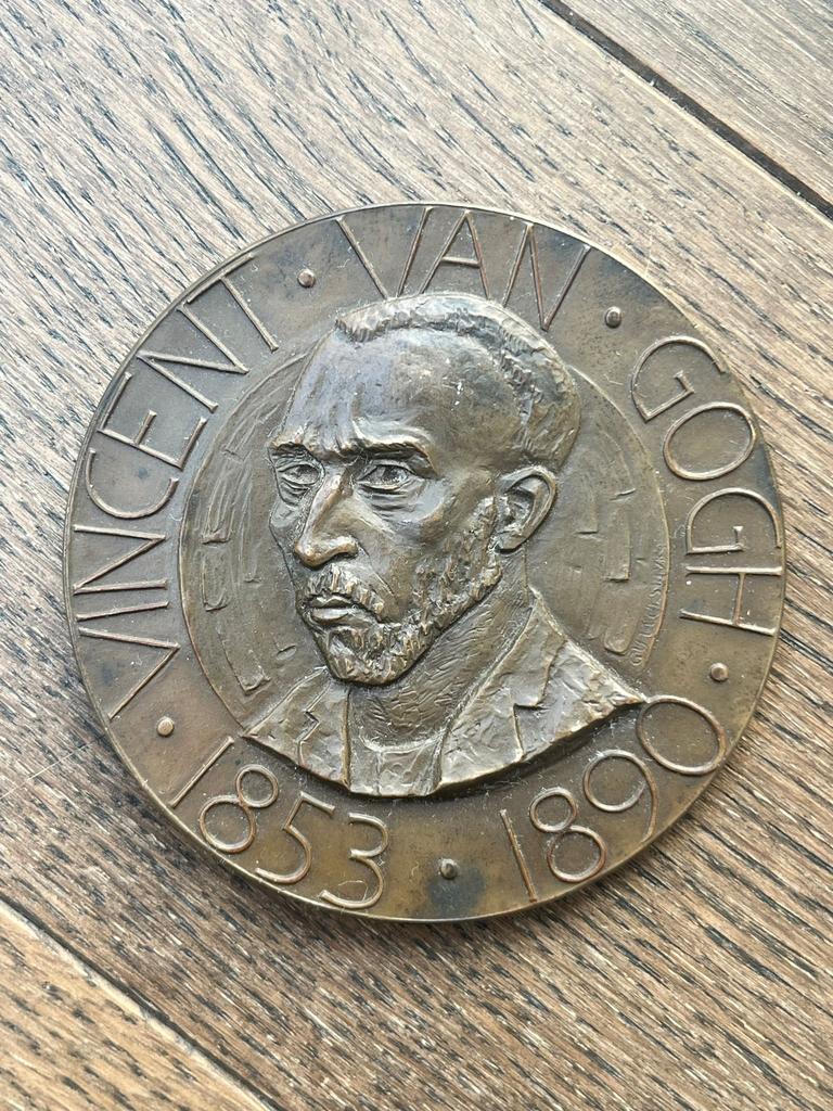 Bronzen munt tbv 100e geboortejaar Vincent van Gogh, Ophalen of Verzenden, Brons