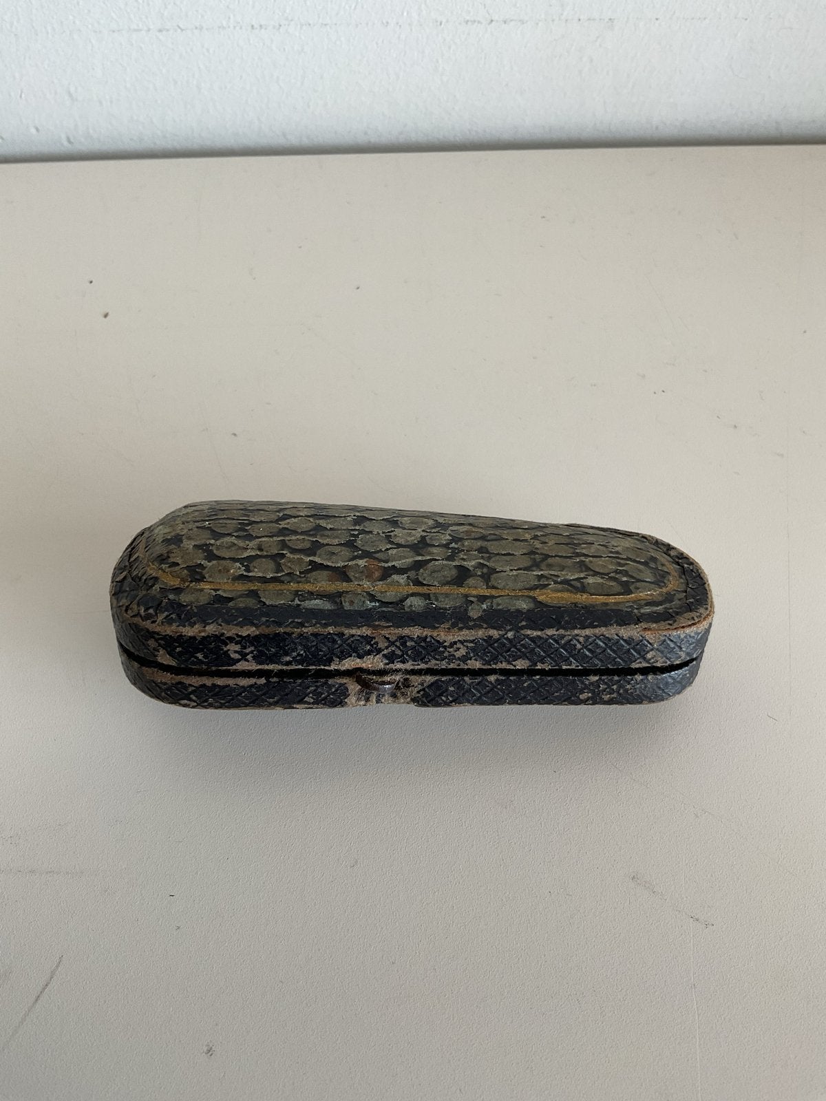 Vintage/retro lederen reptielenhuid sigarenpijp doosje, Ophalen of Verzenden