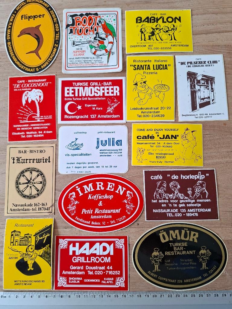 Stickers Amsterdam café bar restaurant, Ophalen of Verzenden, Zo goed als nieuw, Bedrijf of Vereniging