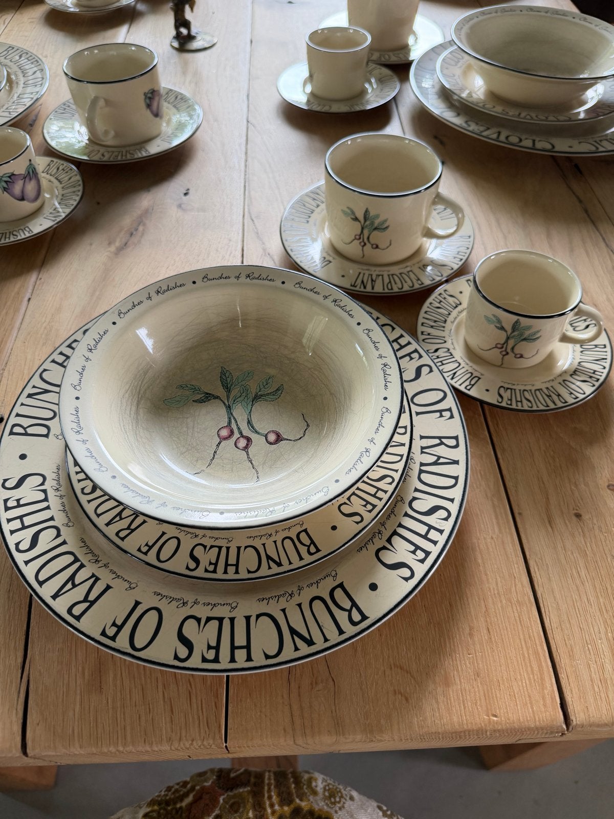 Landelijk vintage 49-delig serviesset voor 7 personen, Ophalen of Verzenden