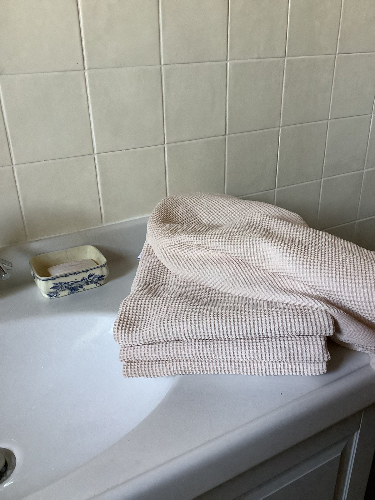 Wafelhanddoeken 4x, Huis en Inrichting, Ophalen of Verzenden, Zo goed als nieuw