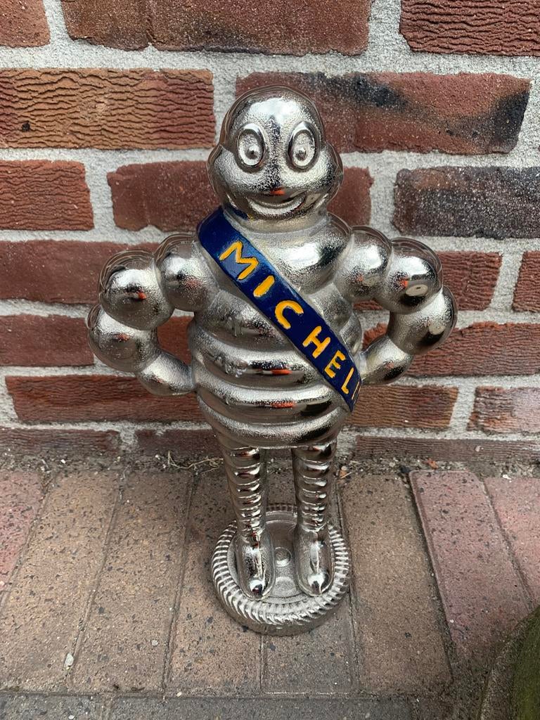 Metaalkleurige Michelin reclame pop, Verzenden, Zo goed als nieuw, Overige typen