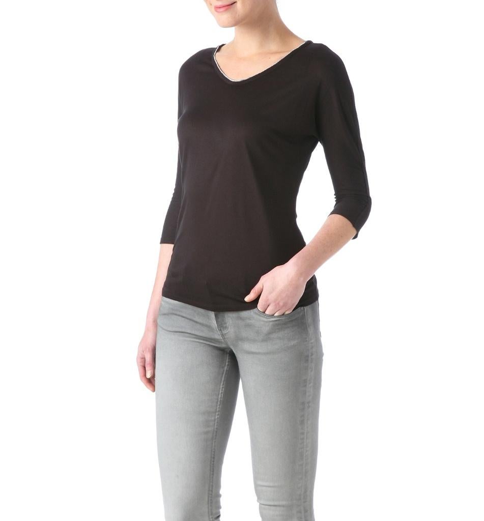Promod zwarte feestelijk top shirt driekwart mouwen v-hals S, Zwart, Nieuw, Lange mouw, Maat 36 (S)