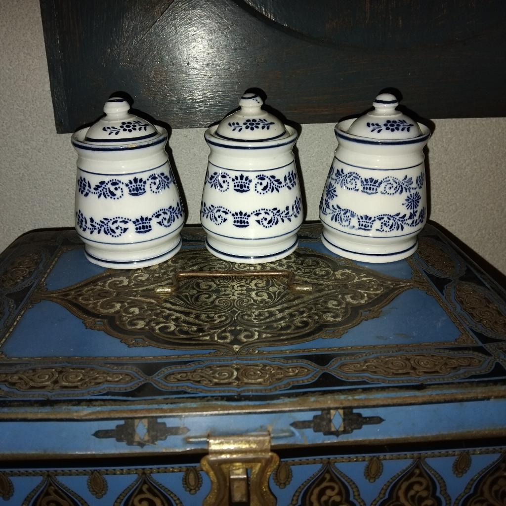 kruidenpotjes blauw wit, duits, Ophalen of Verzenden