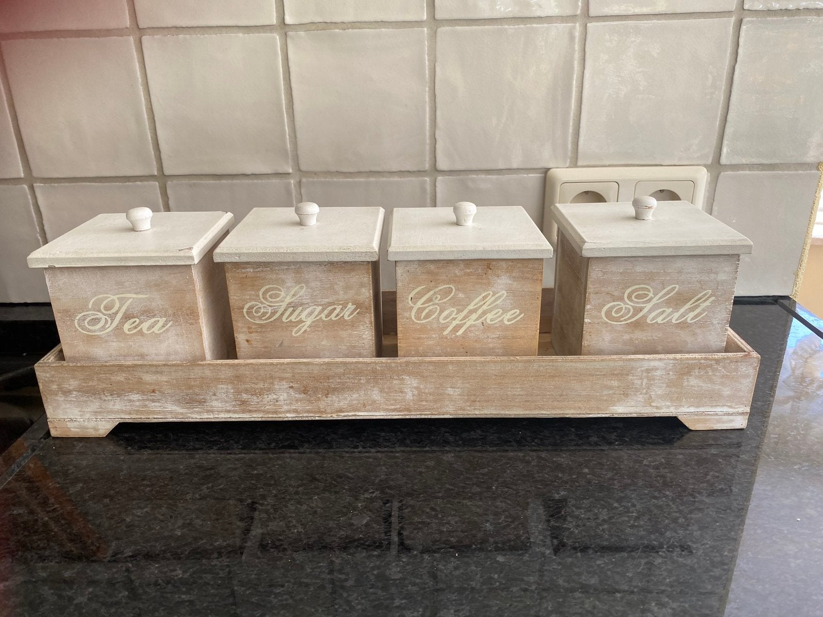 Vinted set Koffie Tea Suiker Zout, Ophalen of Verzenden, Zo goed als nieuw, Minder dan 50 cm