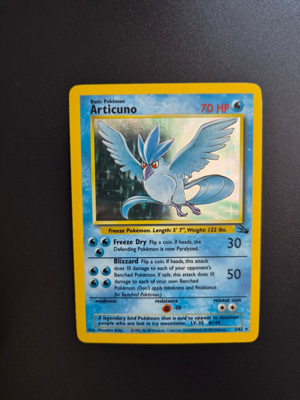 Articuno 2/62 Pokemon Fossil Holo WOTC, Ophalen of Verzenden, Zo goed als nieuw, Booster, Foil