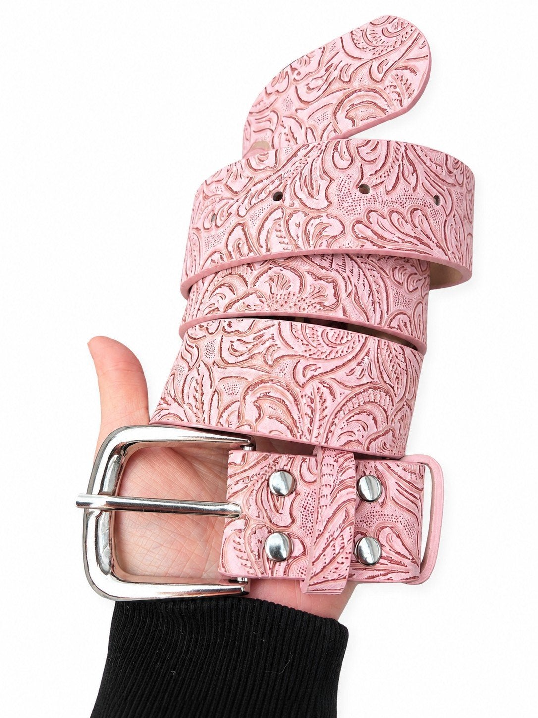 Roze Western Riem Reliëfpatroon – 105 cm, Verzenden, Nieuw, Overige kleuren, 100 cm of meer