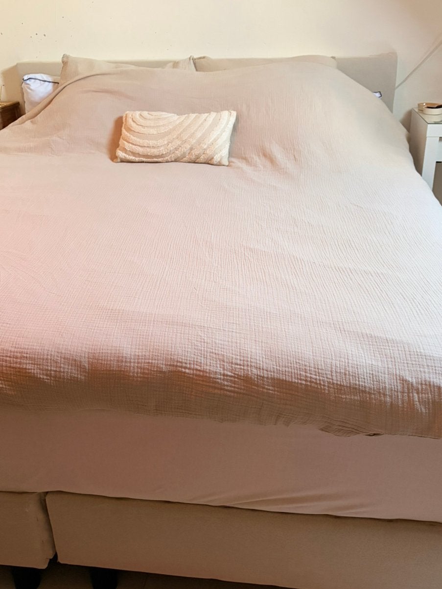 Complete boxspring 180x200 met Swiss Sense matrassen& topper, Ophalen, Beige, Tweepersoons, Zo goed als nieuw