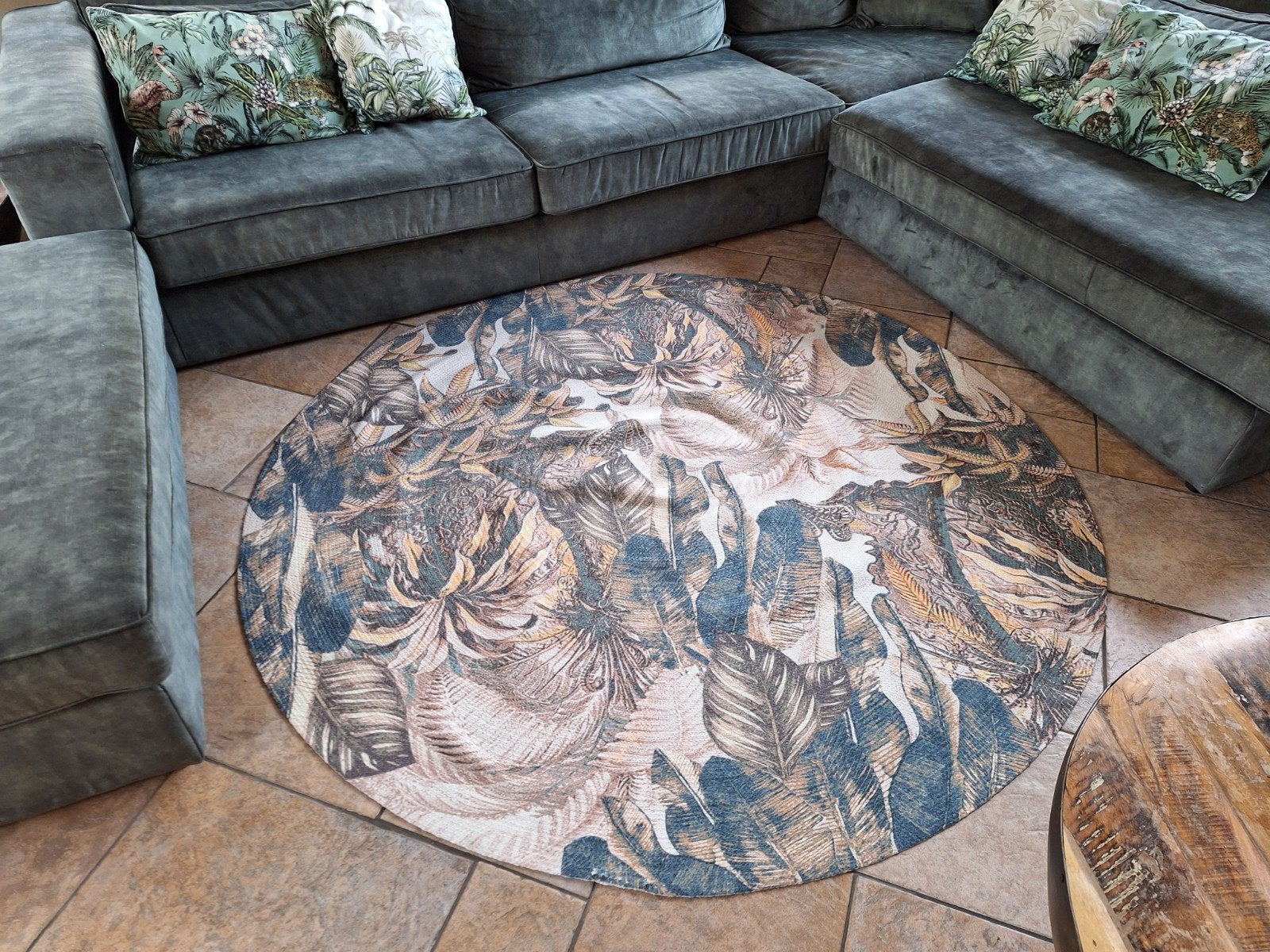 Leuk vloerkleed jungle, botanisch, 150 tot 200 cm, Rond, Ophalen of Verzenden, Zo goed als nieuw