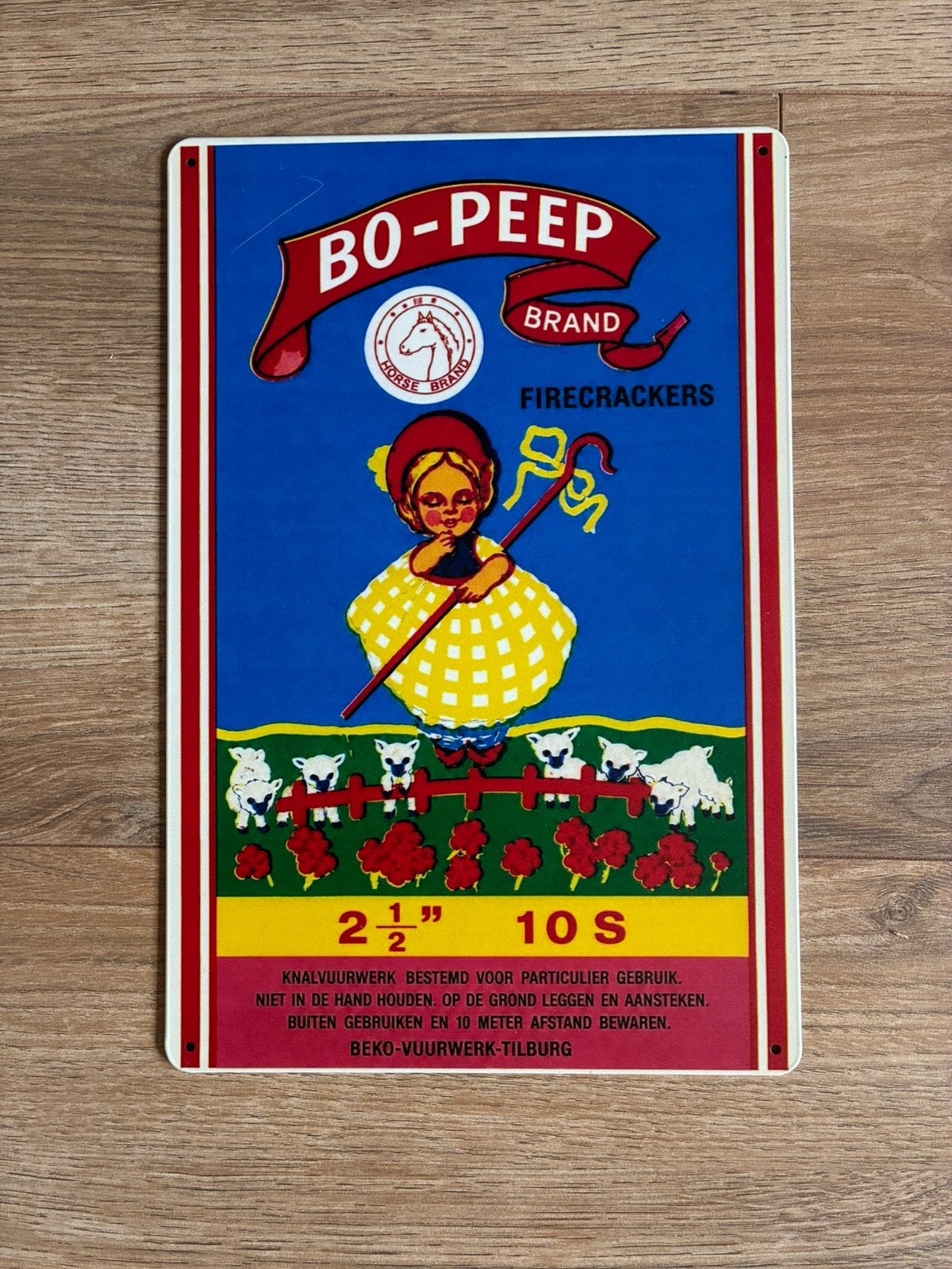 Retro vuurwerk bo-peep wandplaatje. Nederlands., Verzenden, Zo goed als nieuw, Versiering