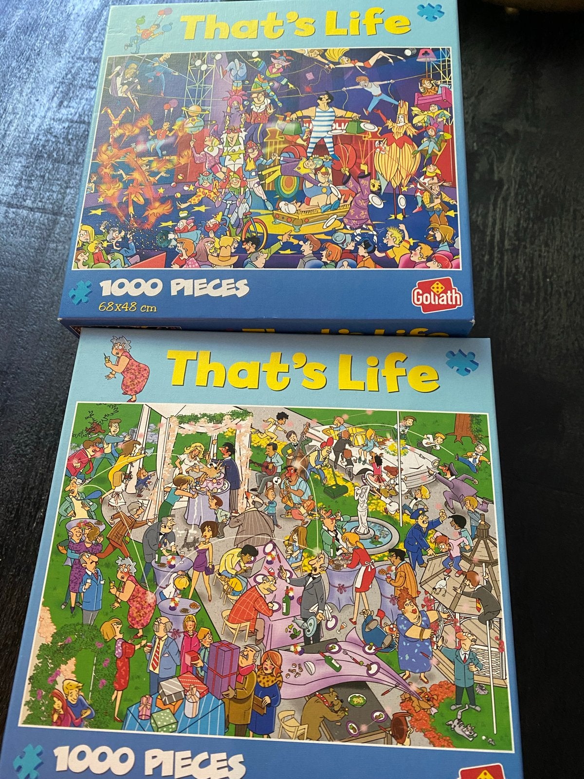 6 xThat's Life Goliath Puzzels 1000 stukjes, Hobby en Vrije tijd, Denksport en Puzzels, Ophalen of Verzenden, 500 t/m 1500 stukjes