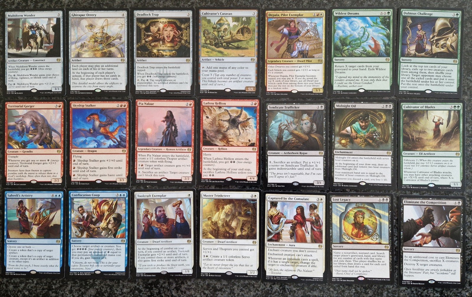 Magic The Gathering 21 kaarten Kaladesh non foil Rare's., Ophalen of Verzenden, Zo goed als nieuw, Meerdere kaarten, Foil