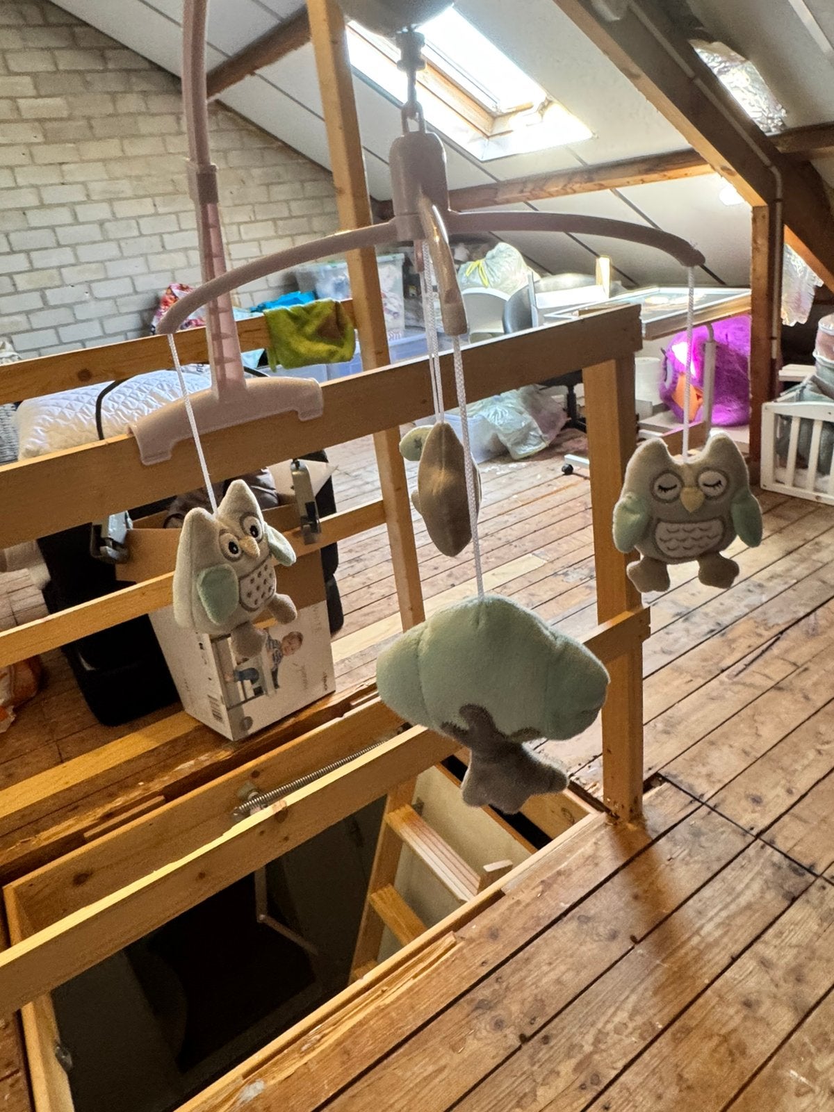 Muziekmobiel Uil baby box, Ophalen, Zo goed als nieuw, Mobiel, Met geluid