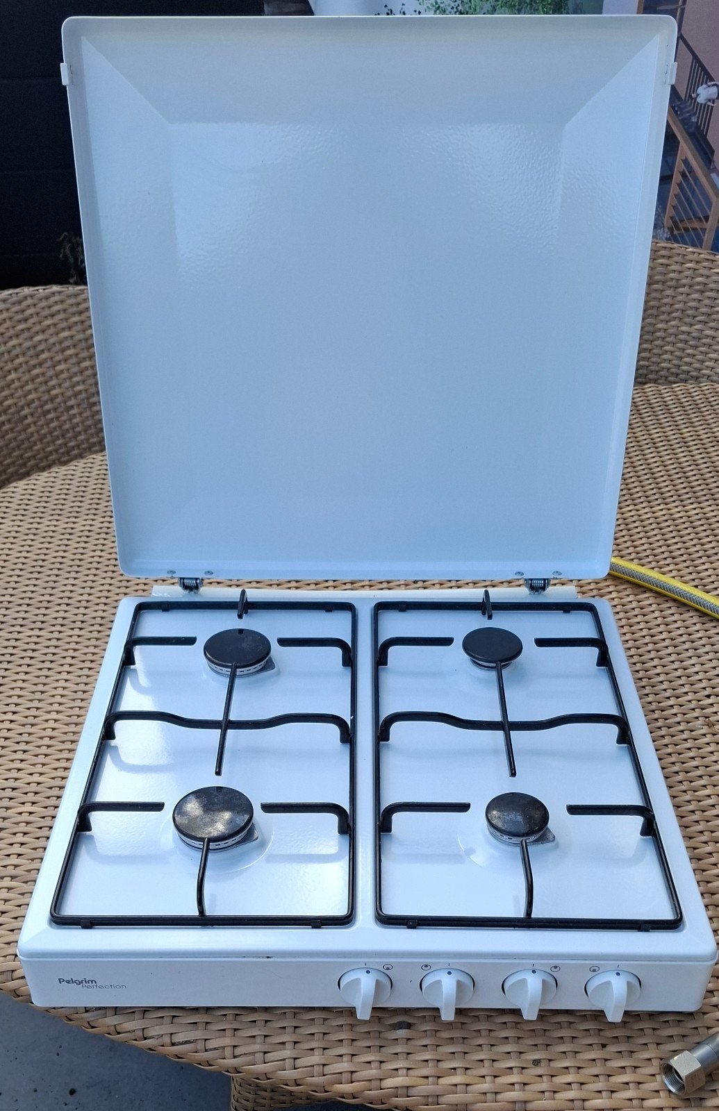 Pelgrim 4-pits gaskookplaat met deksel,(gasfornuis), Ophalen, Minder dan 85 cm, 4 kookzones, Zo goed als nieuw