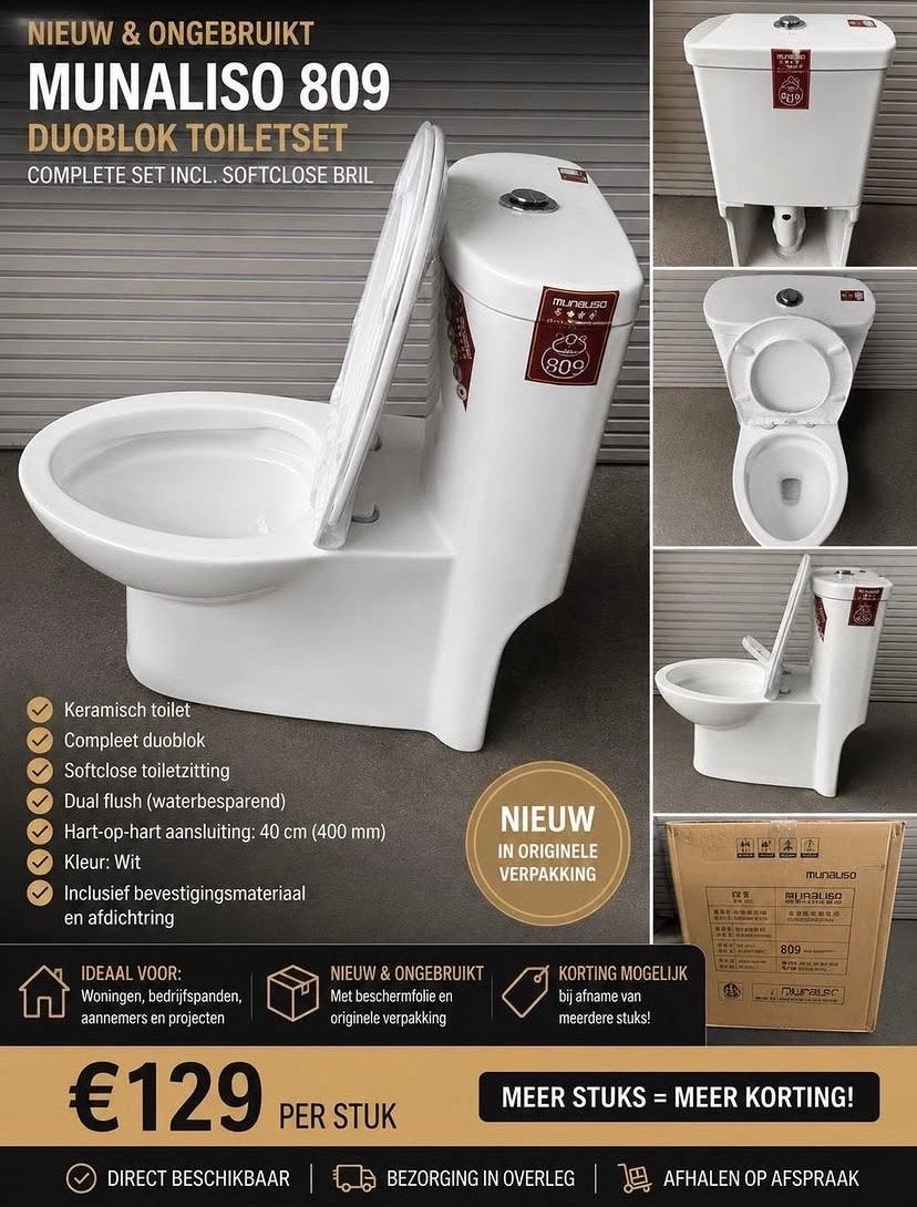 Munaliso 809 Duoblok Toiletset - Nieuw in verpakking, Ophalen of Verzenden, Nieuw, Toilet