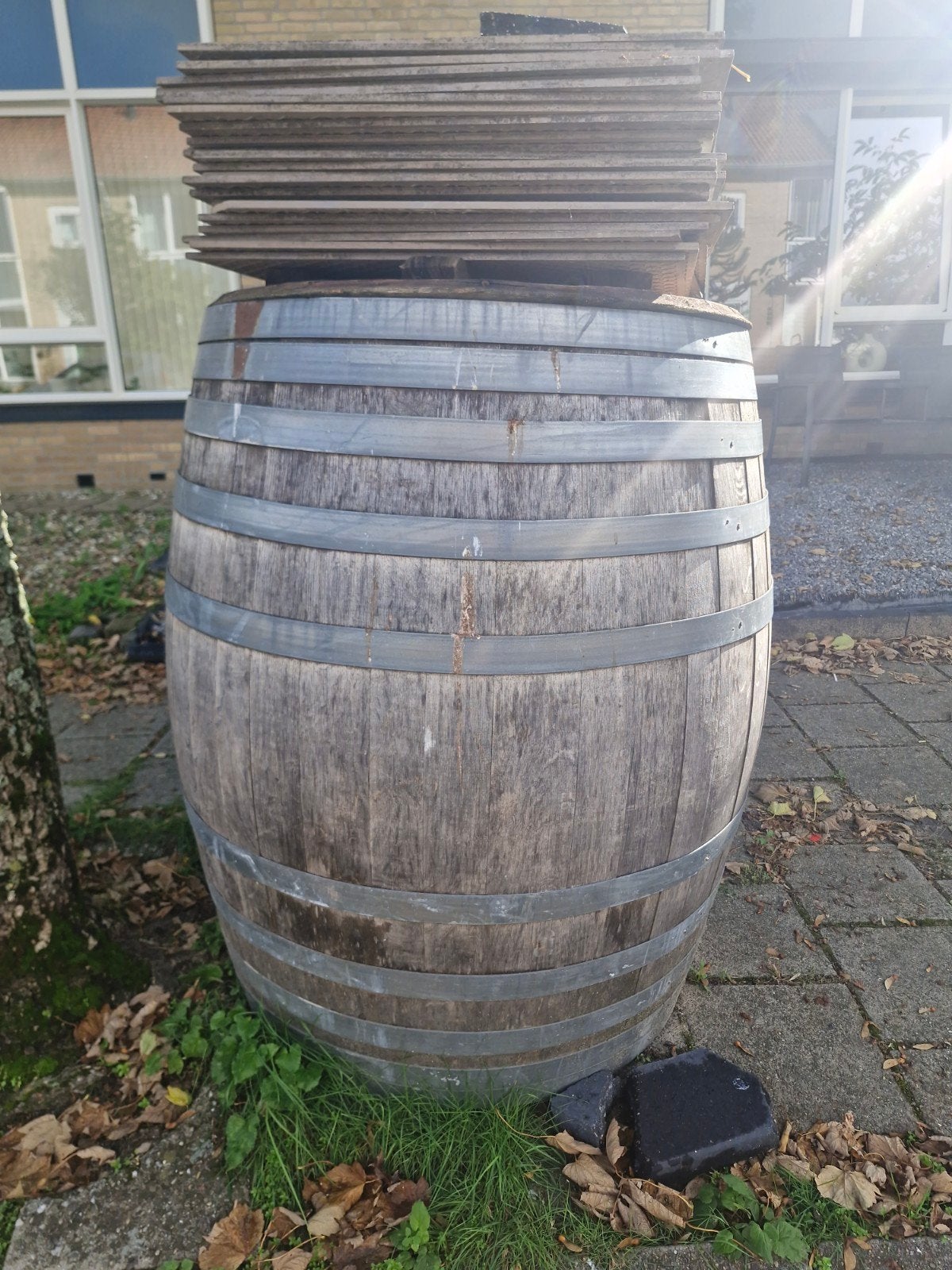 Grote houten wijnvat / regenton, Ophalen, Gebruikt