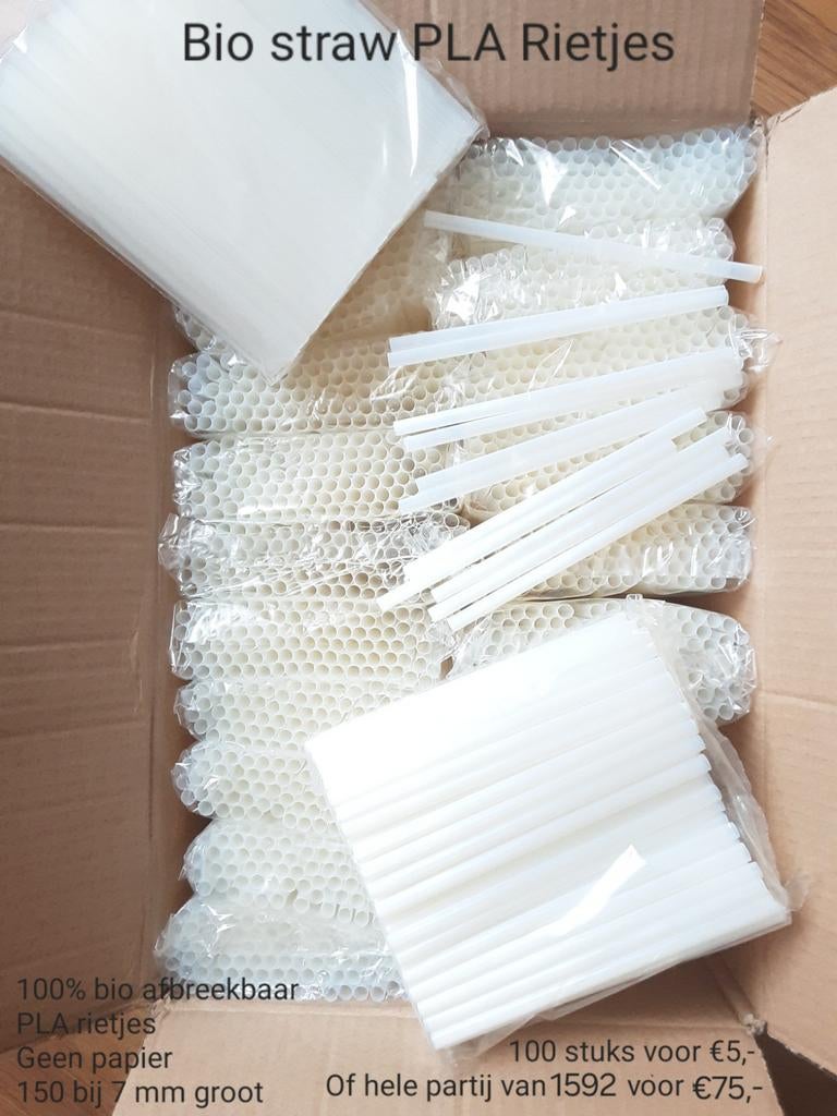 Nieuw 100 bio plastic wegwerp rietjes, servies enz, Ophalen of Verzenden, Nieuw