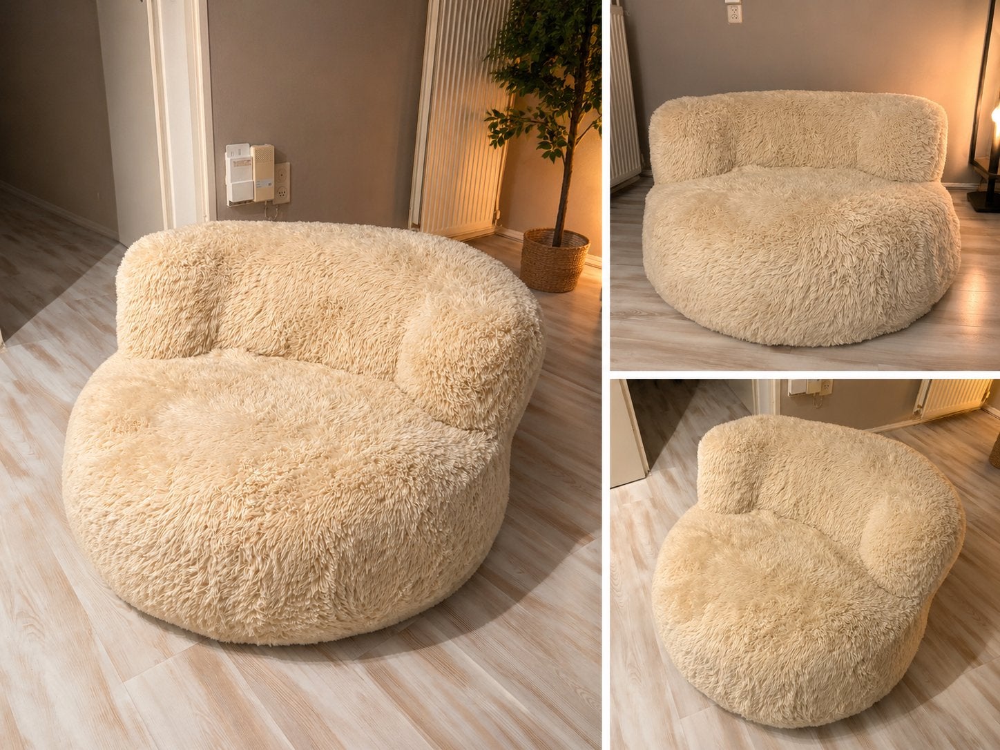 Comfortabele beige zitzakstoel, Huis en Inrichting, Zitzakken, Ophalen, Zo goed als nieuw, Beige, Zitzakstoel
