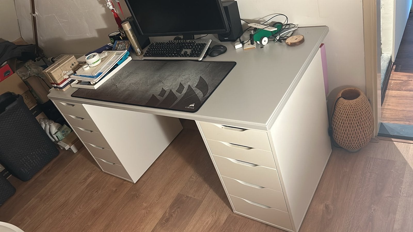 IKEA Bureau met ladekasten en los blad, Ophalen, Gebruikt, Met lades, Spaanplaat of MDF
