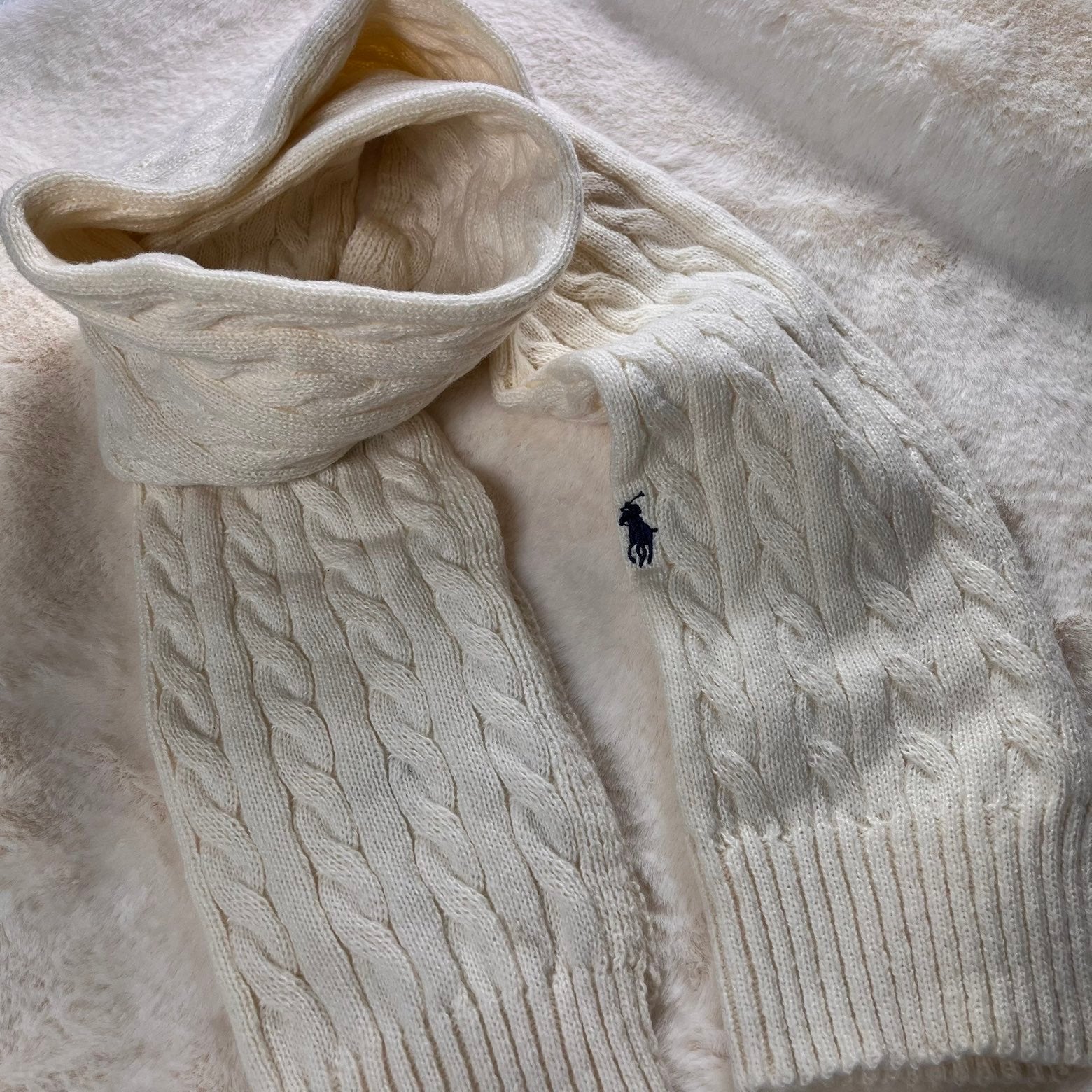 Ralph Lauren Polo Kabelgebreide Sjaal - Old Money Aesthetic, Ophalen of Verzenden, Nieuw, Maat 42/44 (L), Sjaal