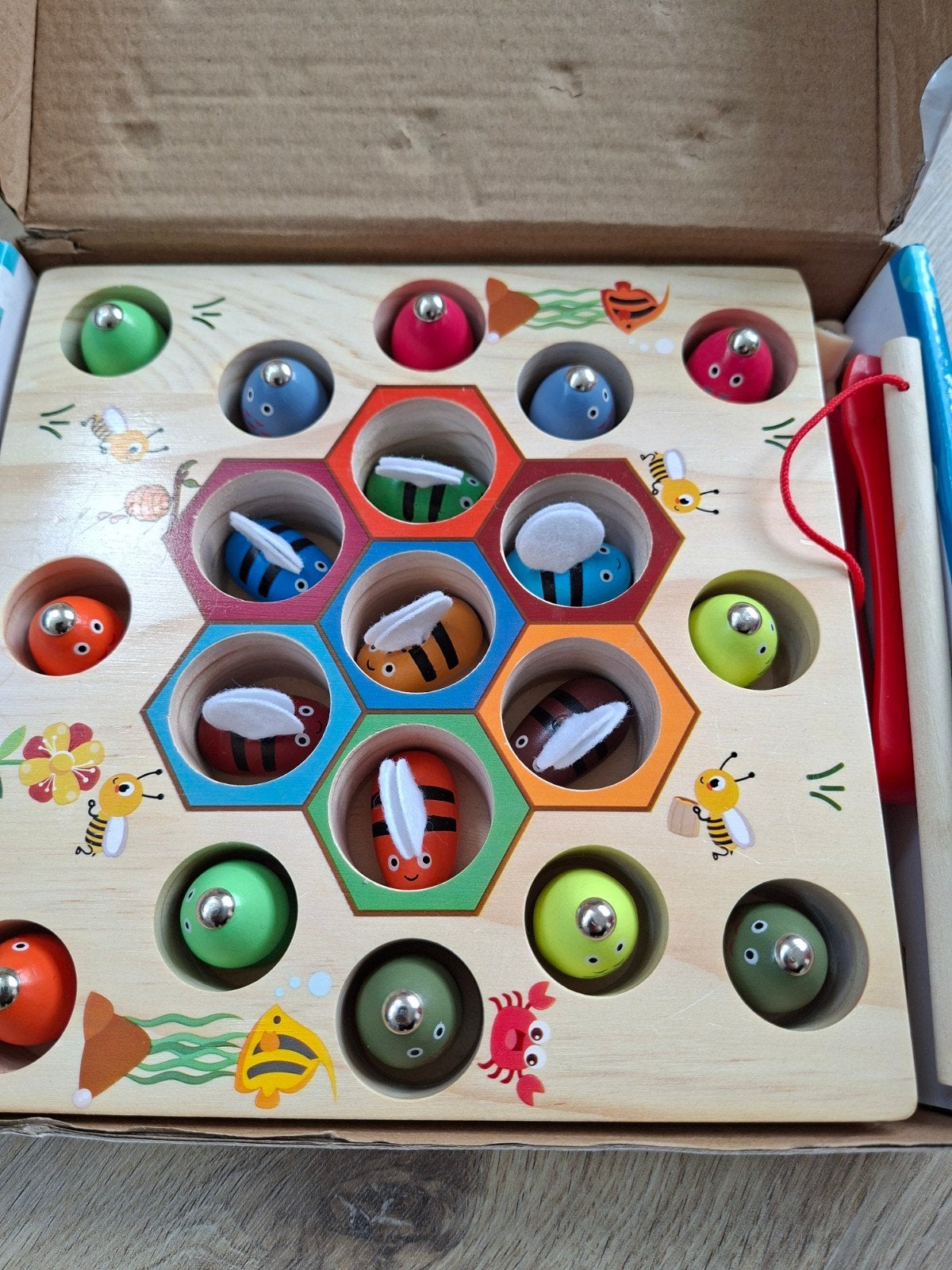 Houten Bijen Puzzel Spel - Montessori Educatief Speelgoed, Ophalen of Verzenden, Zo goed als nieuw, Puzzelen