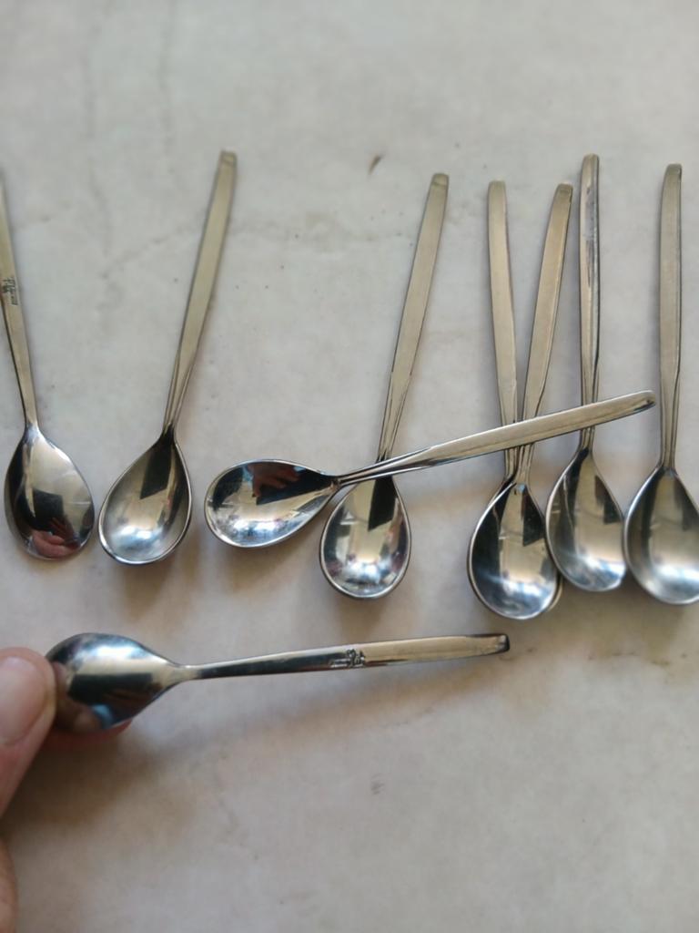 9 Sola Elite advocaat/espresso lepeltjes - kinderservies, Ophalen of Verzenden