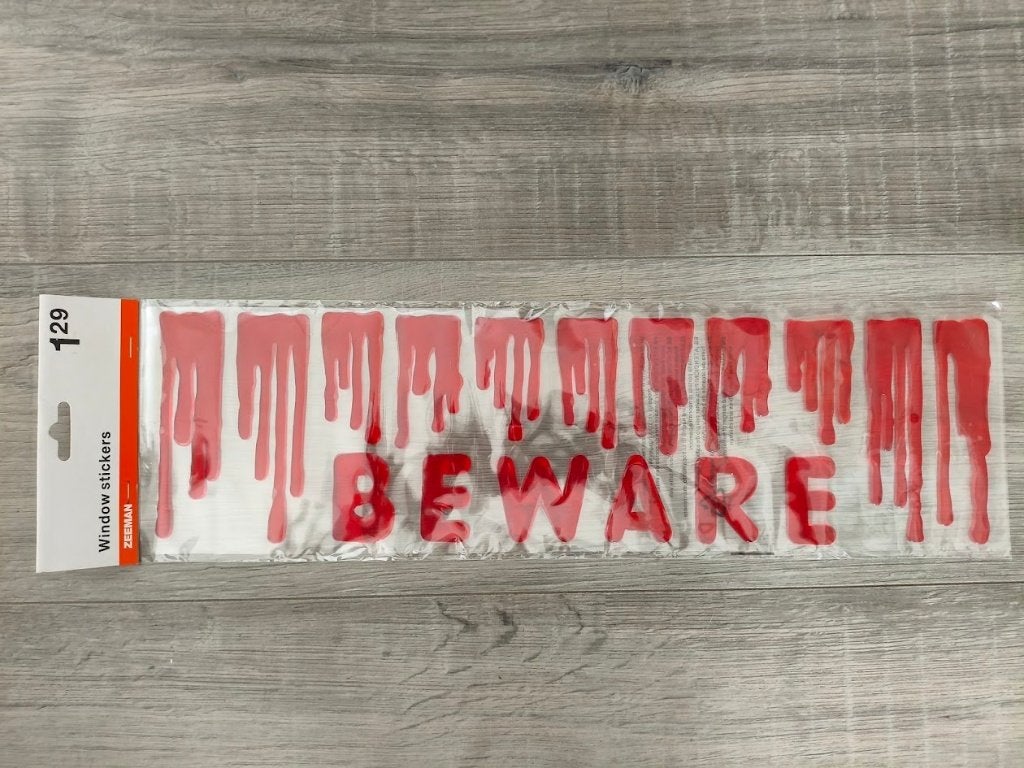 Nieuw Halloween ‘’Beware’’ gel raam sticker (7), Ophalen of Verzenden, Nieuw, Versiering, Halloween of Griezel