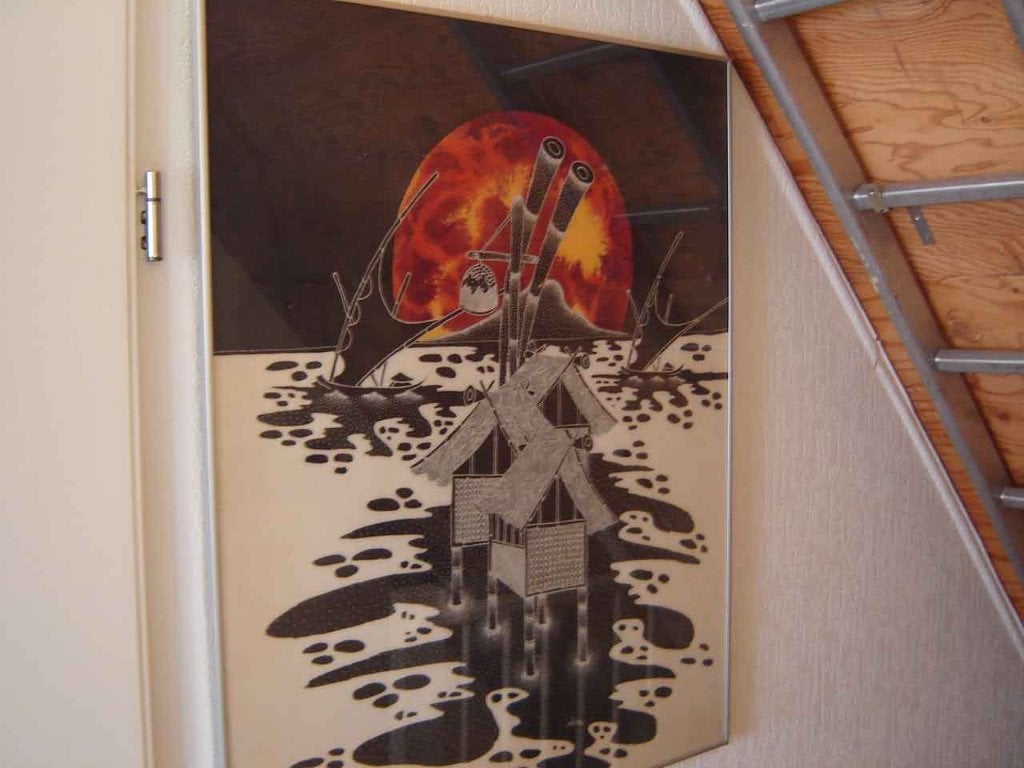 batik schilderij origineel in lijst, Antiek en Kunst, Ophalen