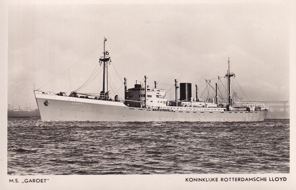 771K Rotterdamsche Lloyd, m.s. Garoet, 1949, Ophalen of Verzenden, Nieuw, Motorboot, Kaart, Foto of Prent