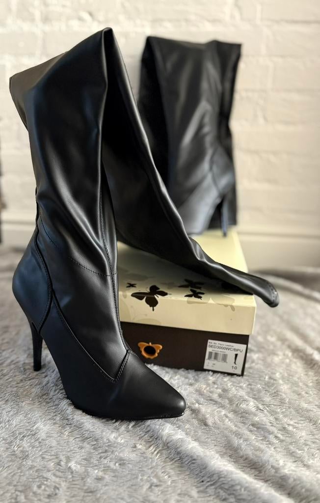 Pleaser, Seduce 3000WC Maat 40, Hoge laarzen, Zwart, Nieuw, Ophalen of Verzenden