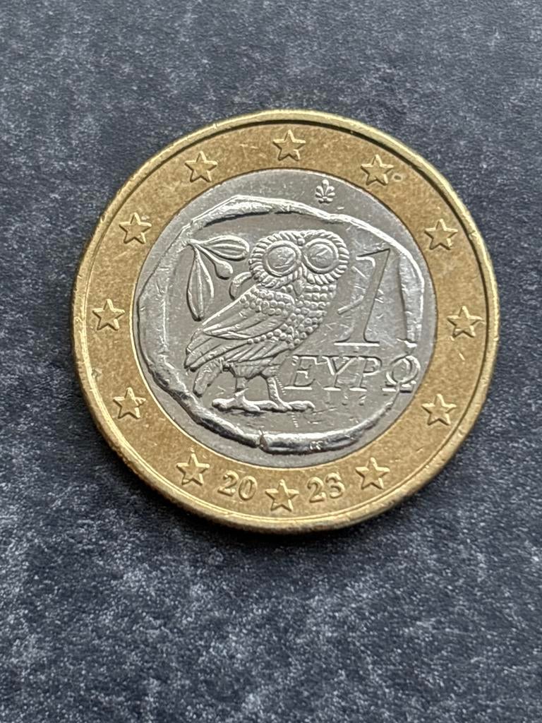 Griekse 1 euromunt met uil, 2023, Ophalen of Verzenden, Griekenland, 1 euro, Losse munt