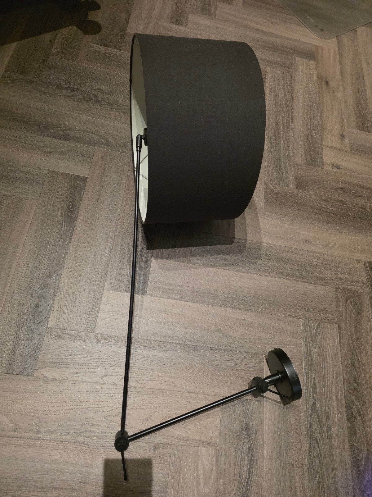 Zwarte zwenklamp met stoffen kap - Modern design, Ophalen, Gebruikt, Stof, Modern