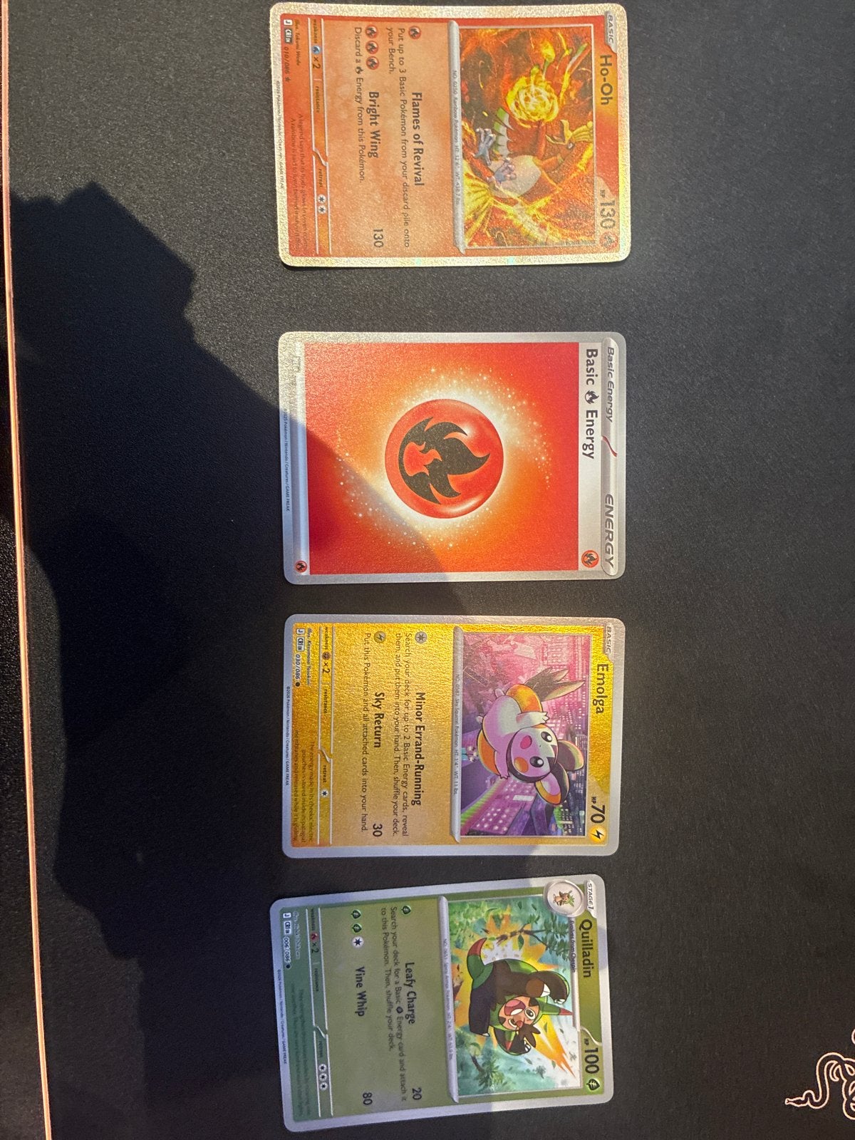 Pokémon Kaarten Set: Ho-Oh, Emolga, Quilladin & Energie, Ophalen, Gebruikt, Meerdere kaarten