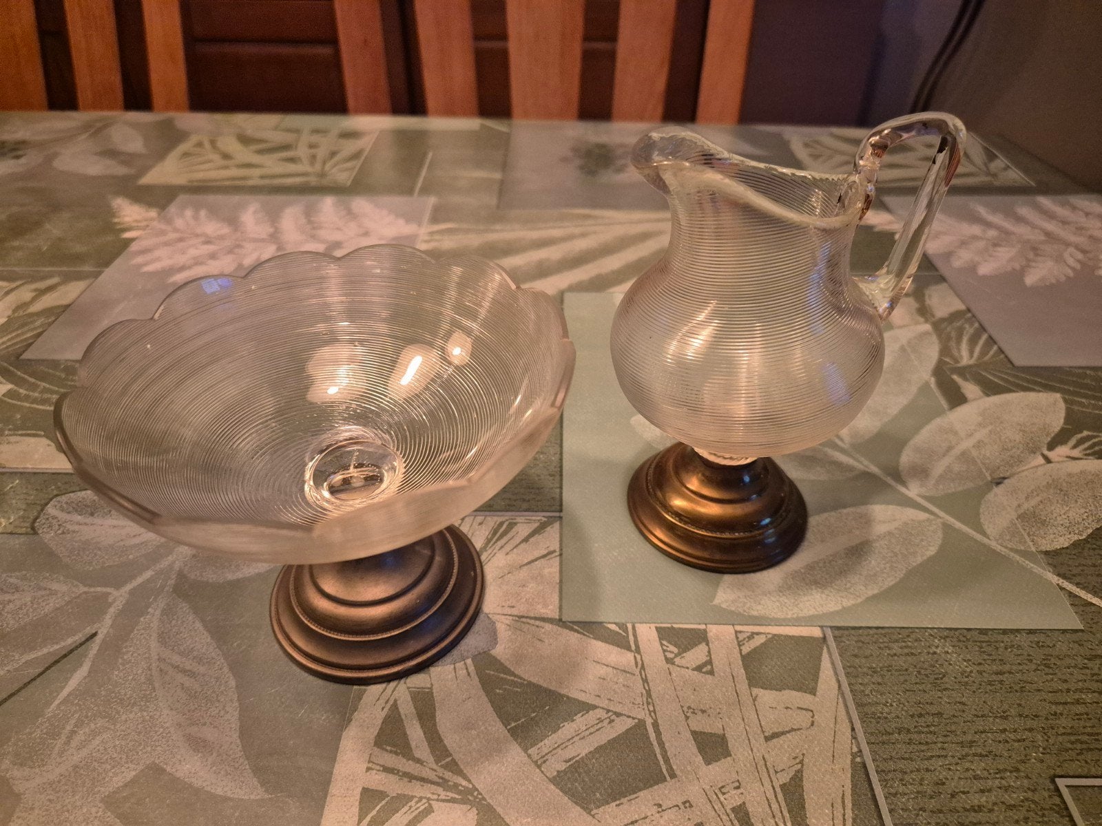 Antieke Fries draadglas schaaltje en room kannetje, Ophalen of Verzenden