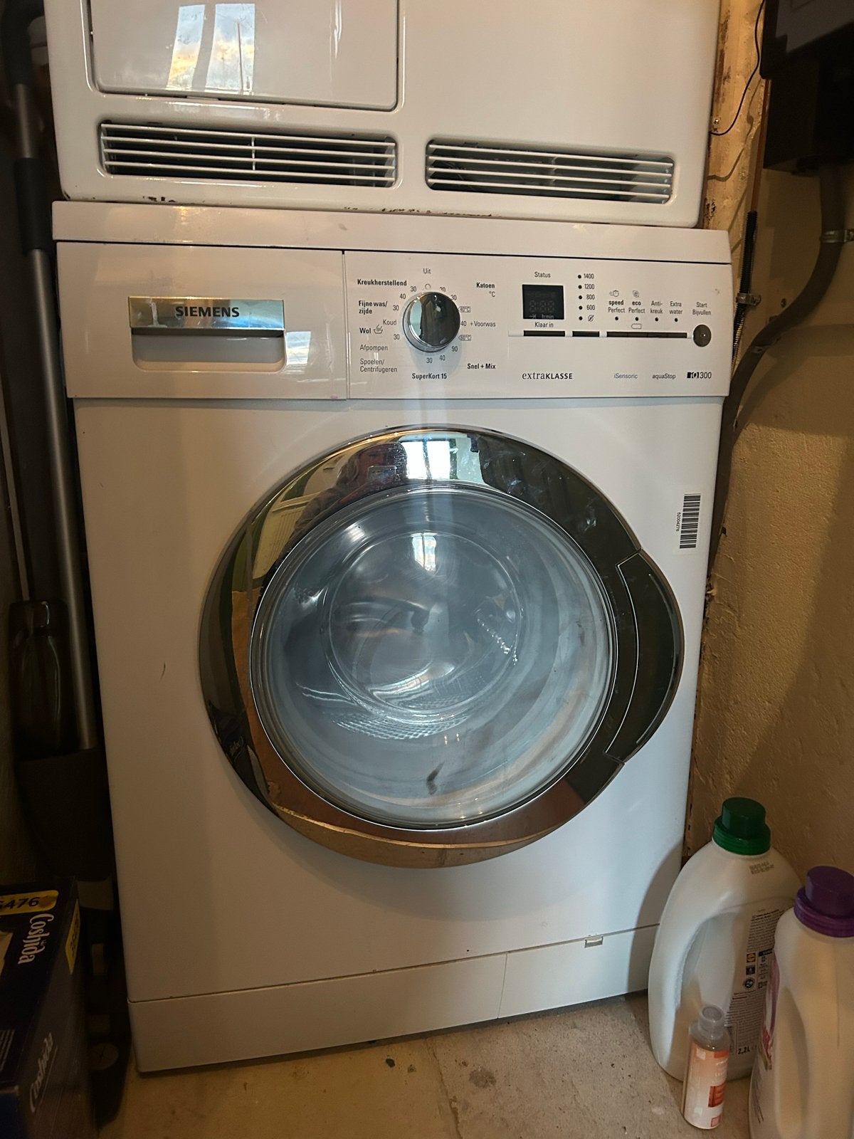 Siemens iQ300 wasmachine WM14E396NL, Ophalen, Zo goed als nieuw, Voorlader, Kort programma