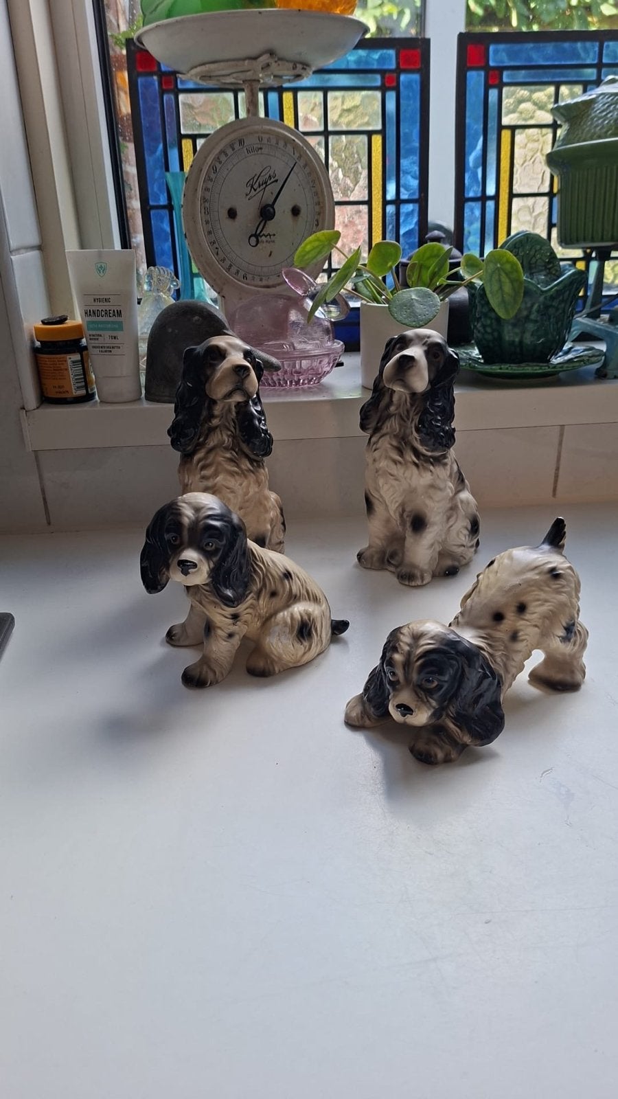 Set van vier vintage cocker spaniel beeldjes, Ophalen of Verzenden, Zo goed als nieuw, Dier