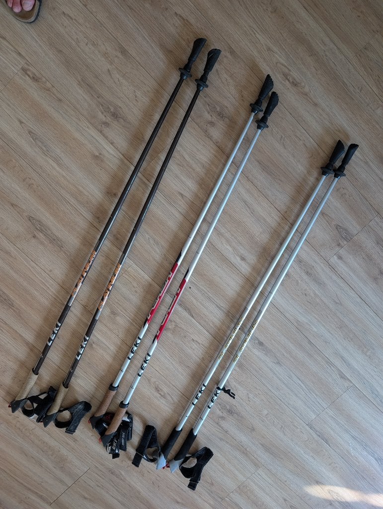 3x Leki Wandelstokken / Nordic Walking (110cm / 115cm), Ophalen, Zo goed als nieuw