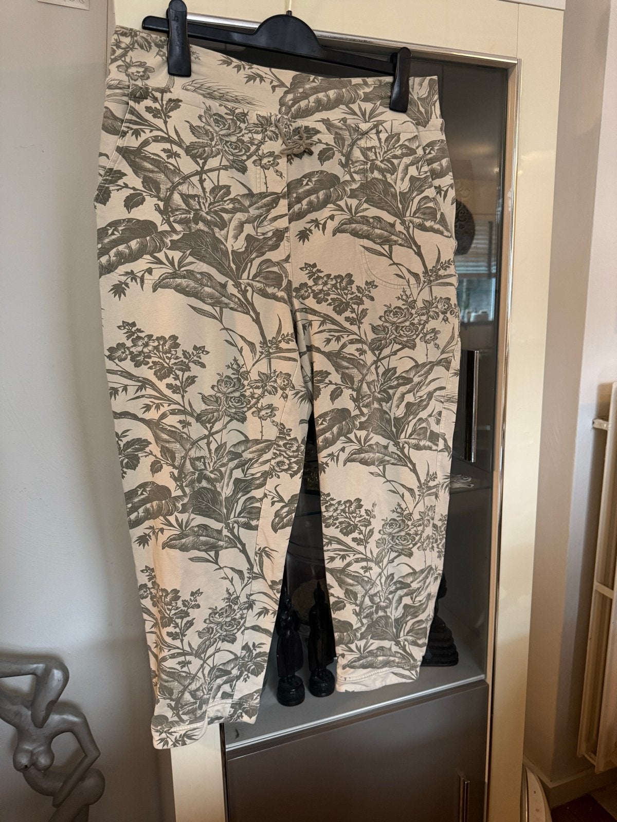 Sylver Broek met Botanische Print - Maat 42, Beige, Maat 42/44 (L), Ophalen of Verzenden, Zo goed als nieuw