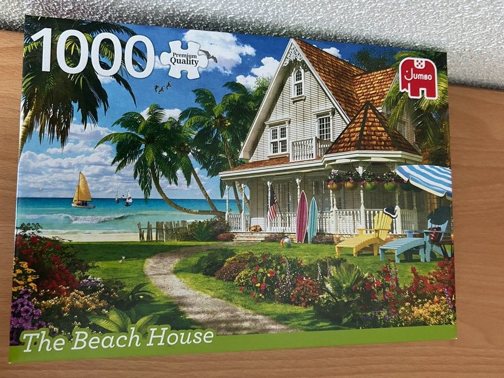 Puzzel Jumbo "The Beach House", Hobby en Vrije tijd, Ophalen, 500 t/m 1500 stukjes, Gebruikt, Legpuzzel