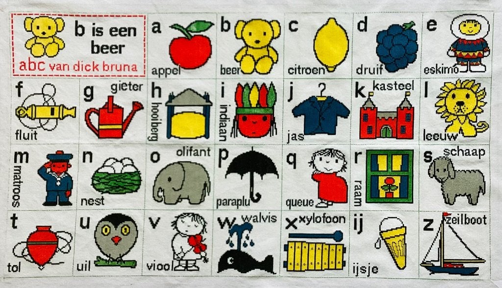 Borduurwerk, zijde, ABC Dick Bruna, vintage, Hobby en Vrije tijd, Ophalen, Gebruikt, Overige typen