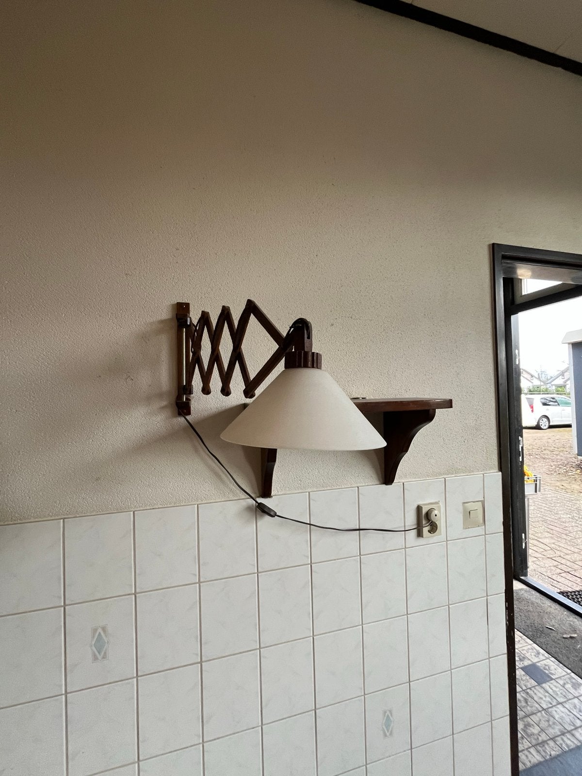 Vintage wandlamp met uitschuifbare harmonica arm, Ophalen of Verzenden