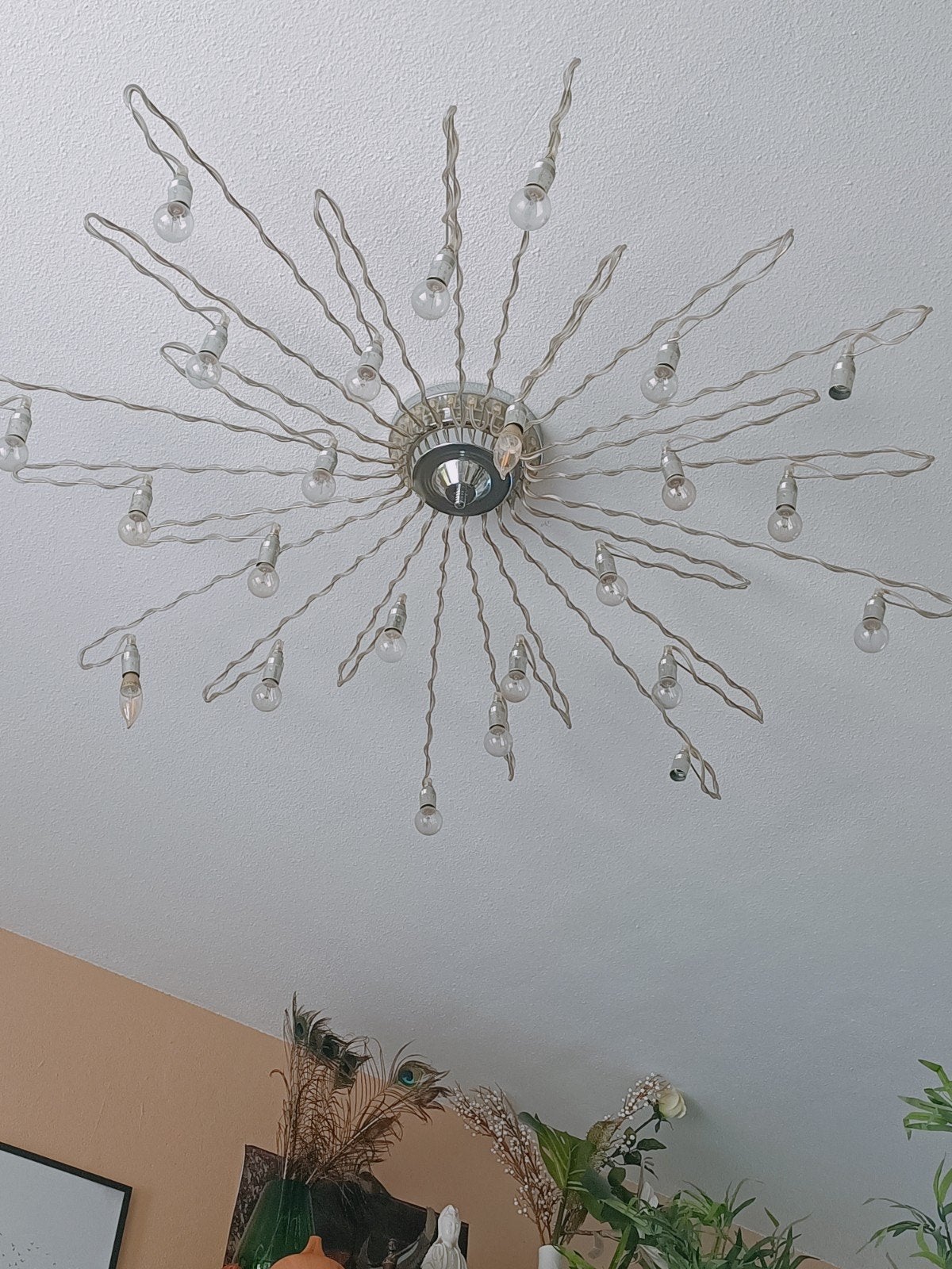 Moderne plafondlamp 'Ster' met 24 lichtpunten, Ophalen, Gebruikt, E14 (klein), Metaal