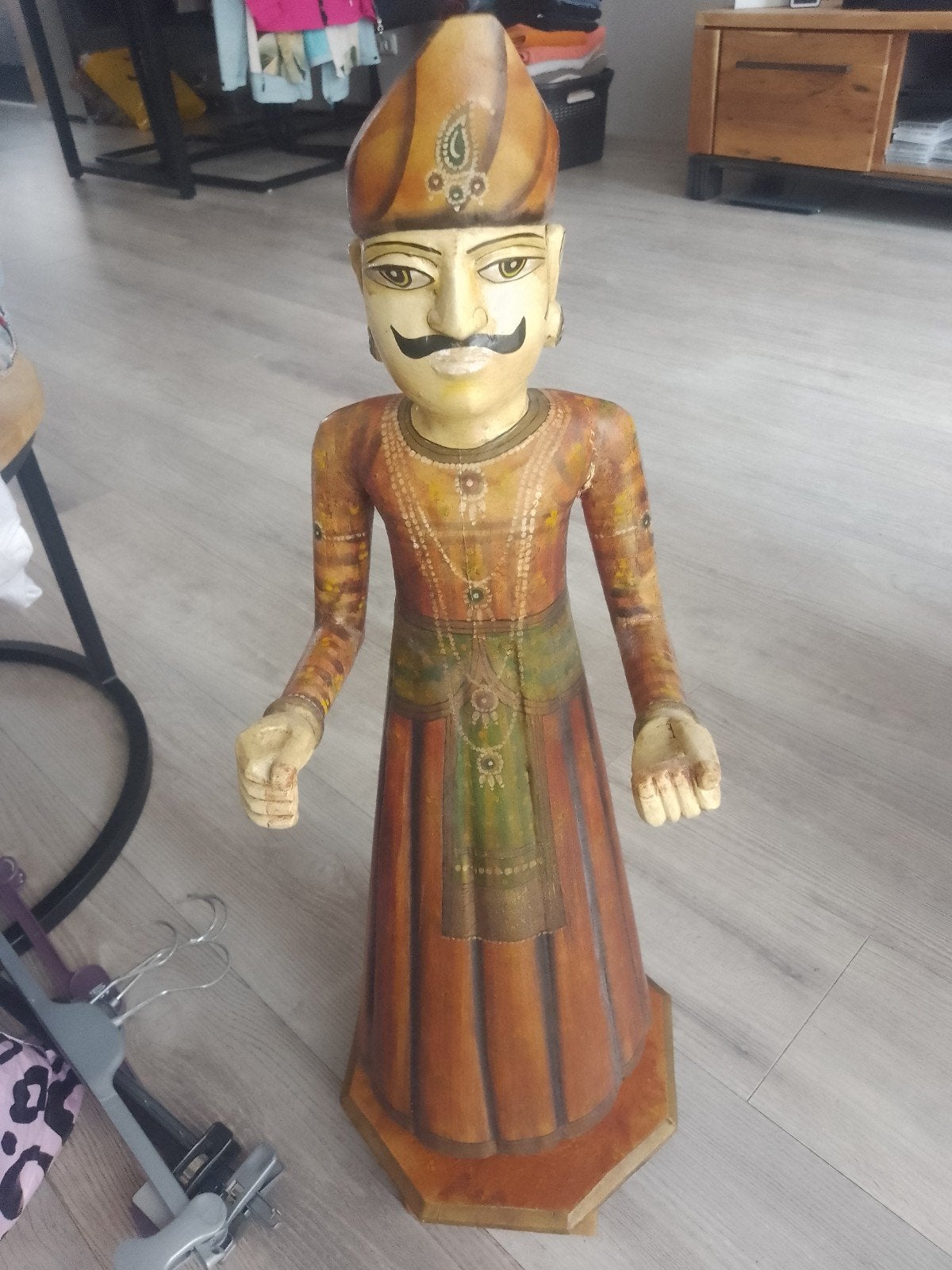 Houten beeld van Indiase man - Handgeschilderd, Handgemaakt, Beeld, Hout, Azië
