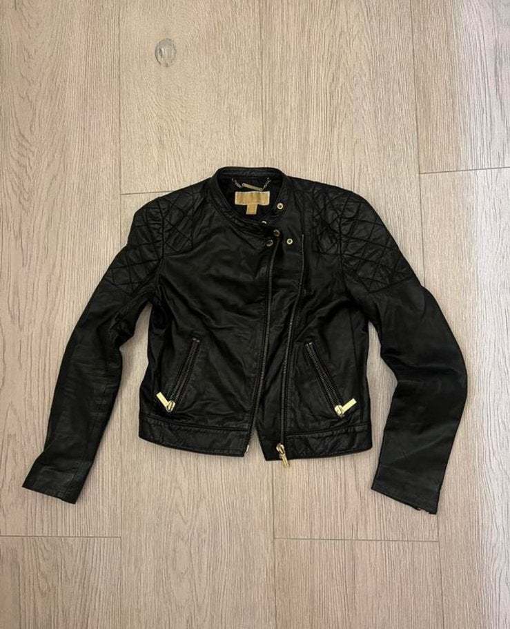 Michael kors leren bikerjack, Ophalen of Verzenden, Zo goed als nieuw, Maat 34 (XS) of kleiner, Zwart