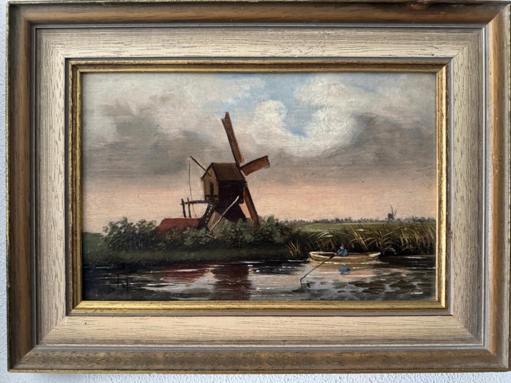 Afb. v.e.molen in het hollandse polder landschap ., Antiek en Kunst, Kunst | Schilderijen | Klassiek, Ophalen