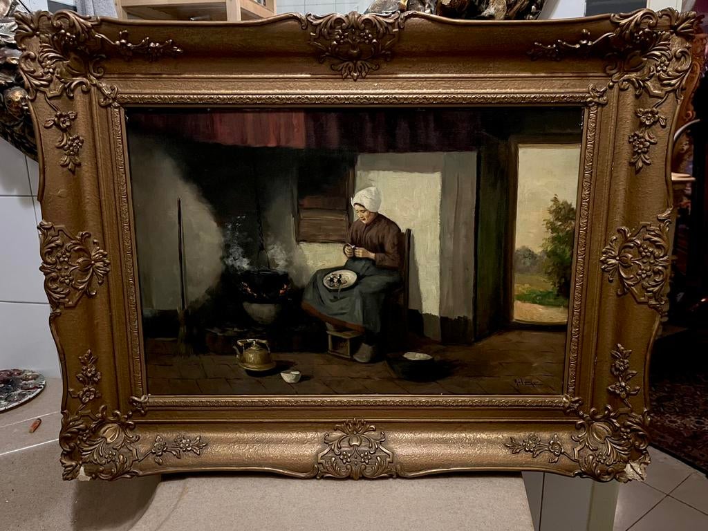 Hendrik van Langen 1874-1964 olieverf schilderij, Ophalen of Verzenden