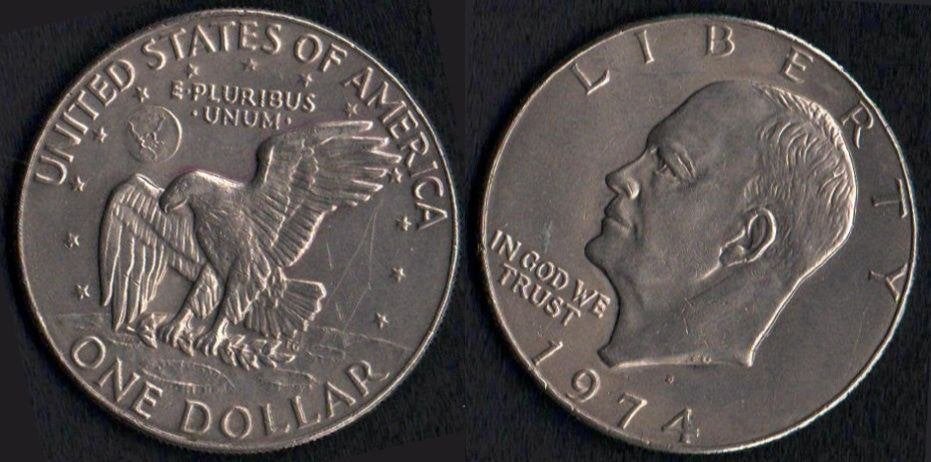Amerika 1 dollar 1974 - Generaal Eisenhouwer (weegt 23 gram), Verzenden, Noord-Amerika, Losse munt