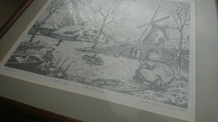 John de Jongh Litho Winter in Holland, Antiek en Kunst, Ophalen of Verzenden