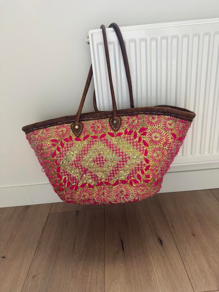 Erg mooie Ibiza Rotan / lederen tas, Ophalen of Verzenden, Zo goed als nieuw, Bruin