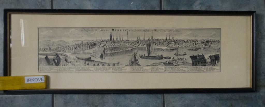 ETS BERLIJN PANORAMA * In Lijst *, Antiek en Kunst, Kunst | Etsen en Gravures, 75 cm, 25 cm, Ets, Stadsgezicht